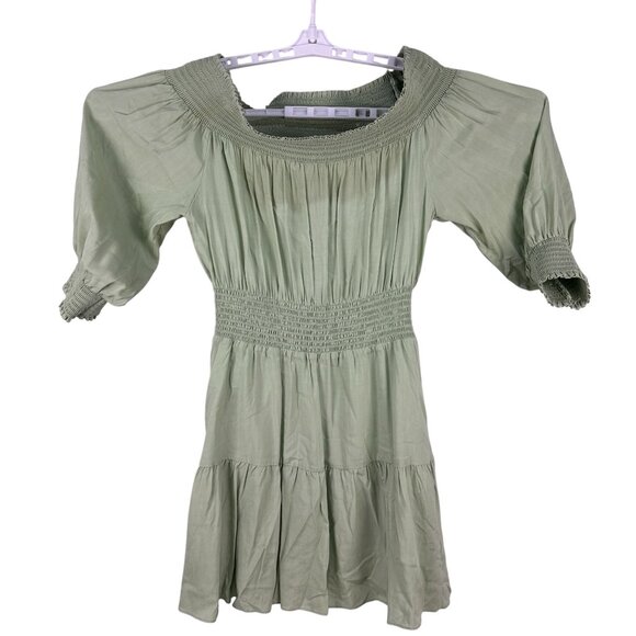 Gianni Bini Womens Smocked Sage Green Dress Size Medium - Picture 1 of 6